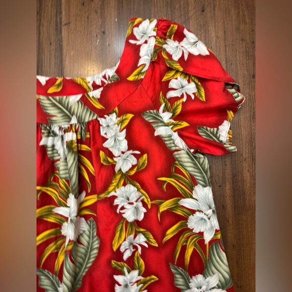 Aloha Mo’i Moi Dress Size Large Red Floral Mumu Roper Vintage Tropical Hawaiian - Picture 5 of 14